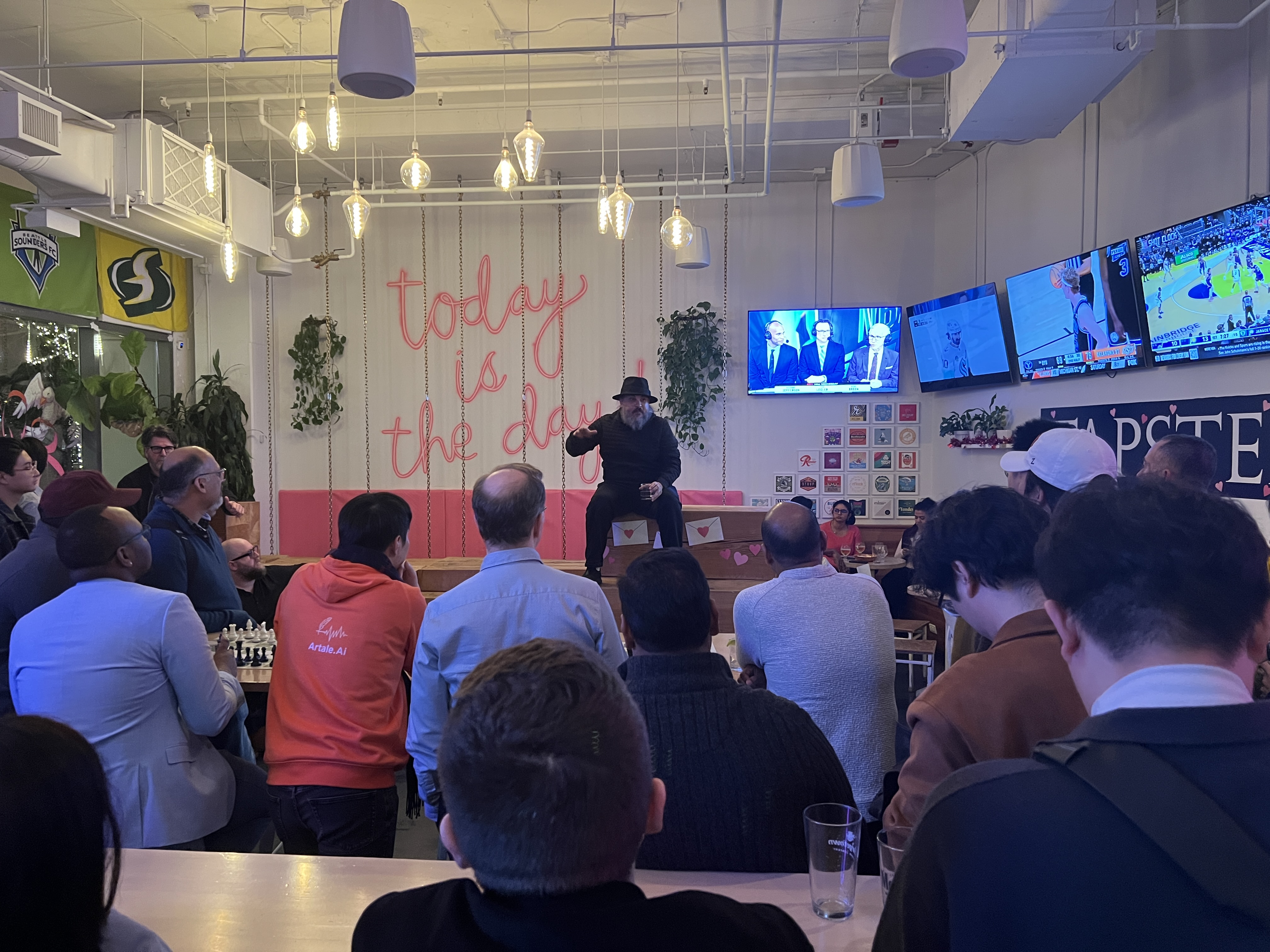 Seattle tech meetup discussion about decentralized AI