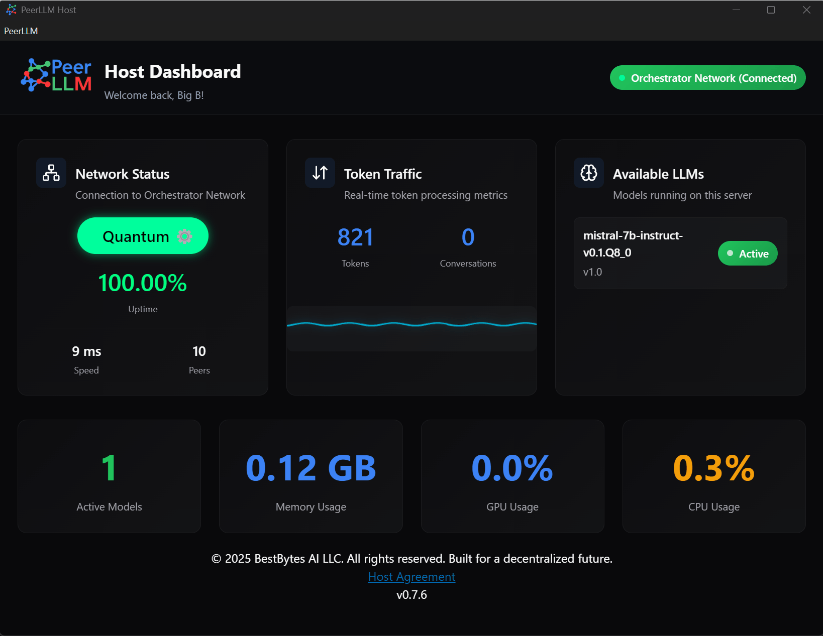 PeerLLM menu on macOS