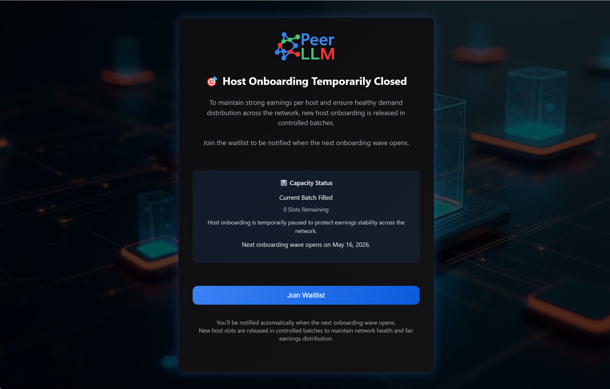 Purchasing tokens in PeerLLM Hosting portal.