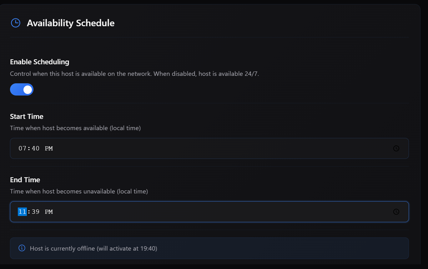 Scheduled working hours