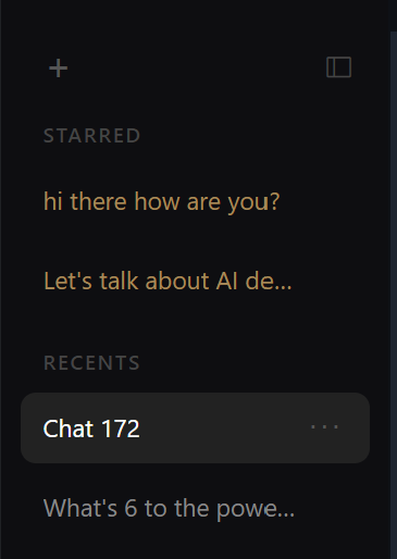 New chat pinned at the top of the sidebar